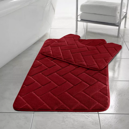 Memory Foam Non Slip Bath Mat Set 2 Piece Rubber Pedestal Toilet Bathroom Rug