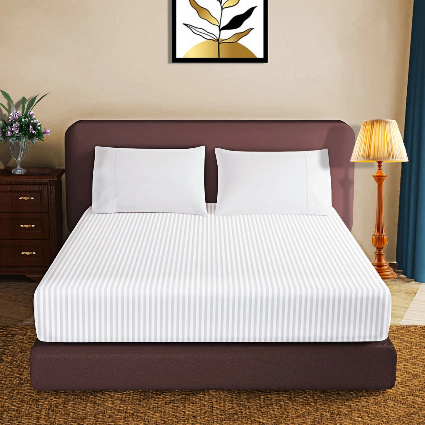 100% Egyptian Pcotton Fitted Sheet 30Cm Extra Deep 300tc Bedsheets Single Double