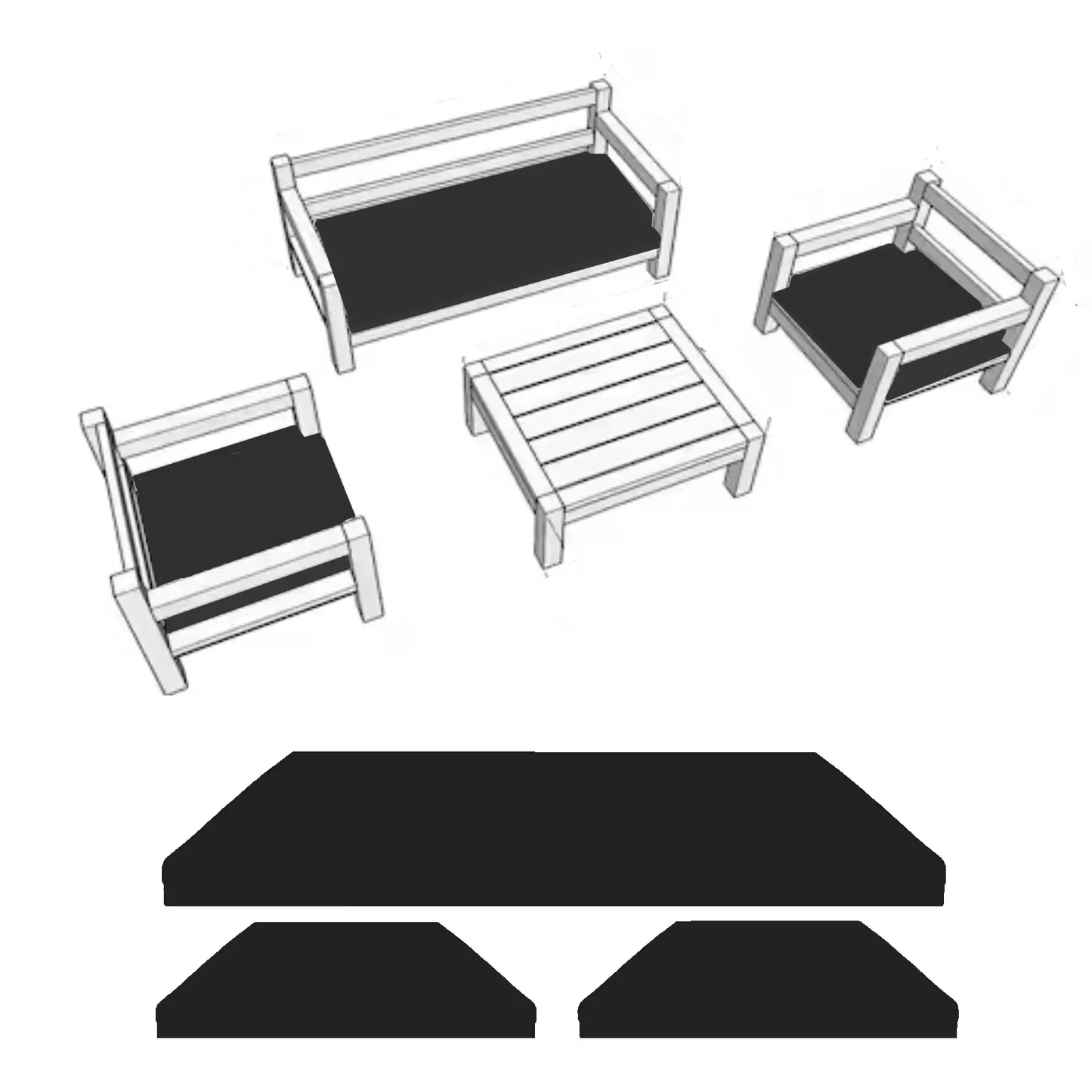 Seat Pad Set Replacement Rattan Chair Cushion Pad Waterproof Outdoor Garden Sofa