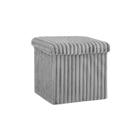 Ribbed Storage Box Large Capacity Ottoman Multi-Purpose Seat Foot Stool Toys Box