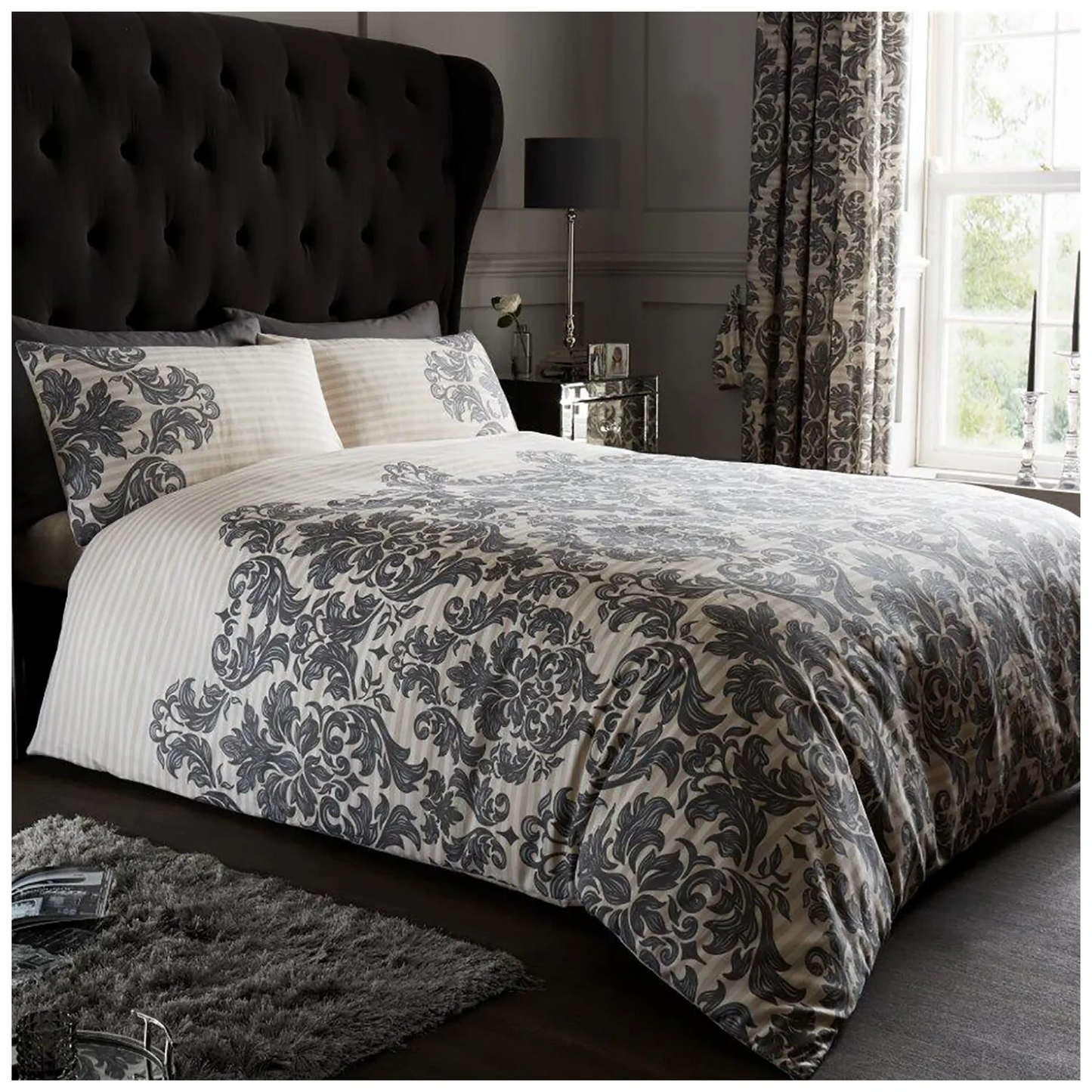 Empire Damask Printed Duvet Set Quilt Cover Set All Year Round Soft Bedding Set