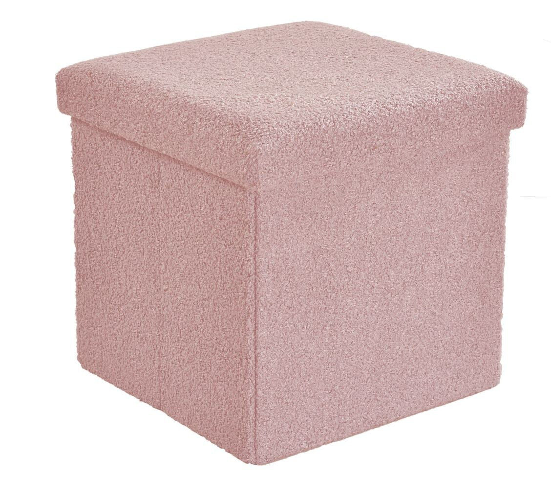 Ottoman Folding Boucle Storage Box Teddy Bear Collapsible Toy Chest Small Large
