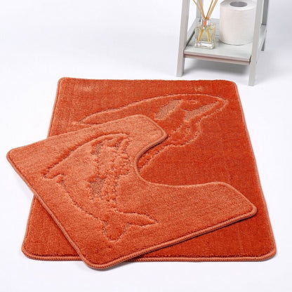 2 PC Dolphin  BATH MAT PEDESTAL SET NON SLIP TOILET BATHROOM RUGS