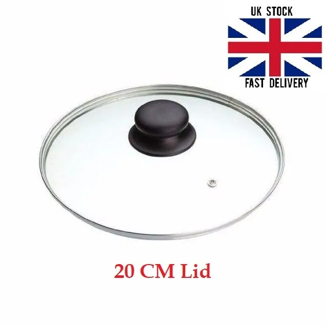 Universal Glass Pan Lid 16-34cm Tempered Saucepan Frying Pan Wok Vented Cover