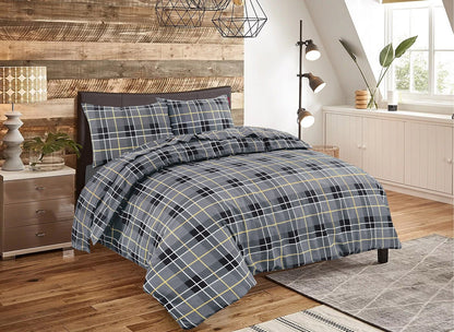 Thermal Tartan Flannelette Duvet Cover 100% Brushed Cotton Checked Bedding Sets