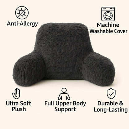 Reading Pillow with Arm Fleece Bed Rest Backrest Cushion Back Neck Support Couc