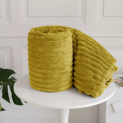 Ribbed Throws Fleece Blanket Chunky Cord Faux Fur Large Size Sofa Bed Corded