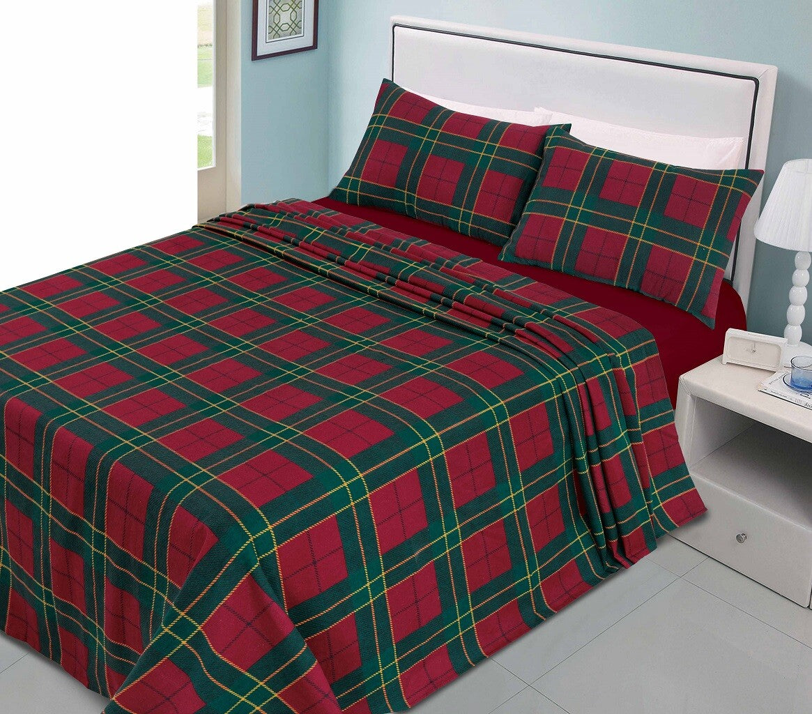 Thermal Tartan Flannelette Duvet Cover 100% Brushed Cotton Checked Bedding Sets