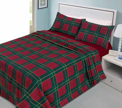 Thermal Tartan Flannelette Duvet Cover 100% Brushed Cotton Checked Bedding Sets