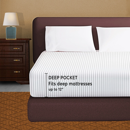 100% Egyptian Pcotton Fitted Sheet 30Cm Extra Deep 300tc Bedsheets Single Double