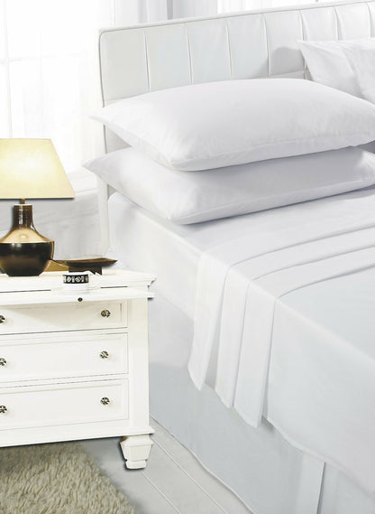 Easy Care Plain Dyed Fitted Bed Sheets 4 Ft Bunk Single Double King Super King