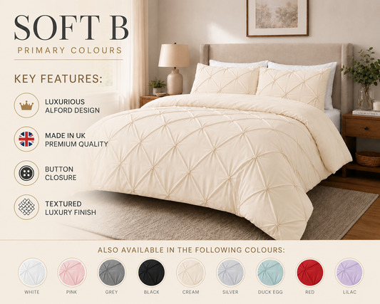 Luxury Pintuck Pleated Duvet Cover Set by Nimora Home in a styled master bedroom