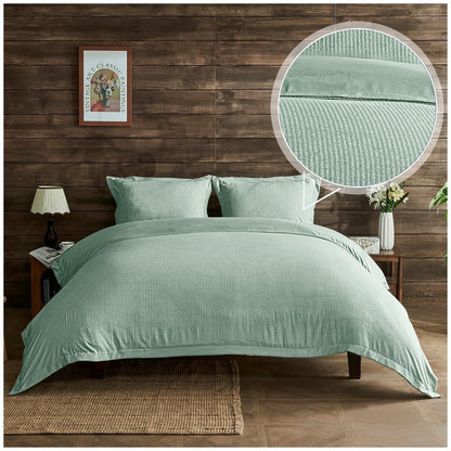 Seersucker Newry Duvet Quilt Cover Pillow Case Bedding Bed Set 5 Colours