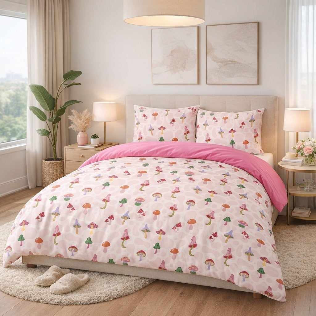 Teddy Bears and Bows kids duvet cover set with matching pillowcase