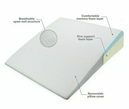 Bed Wedge Pillow Acid Reflux 11 Degree Memory Foam Pain Relief Reading Support