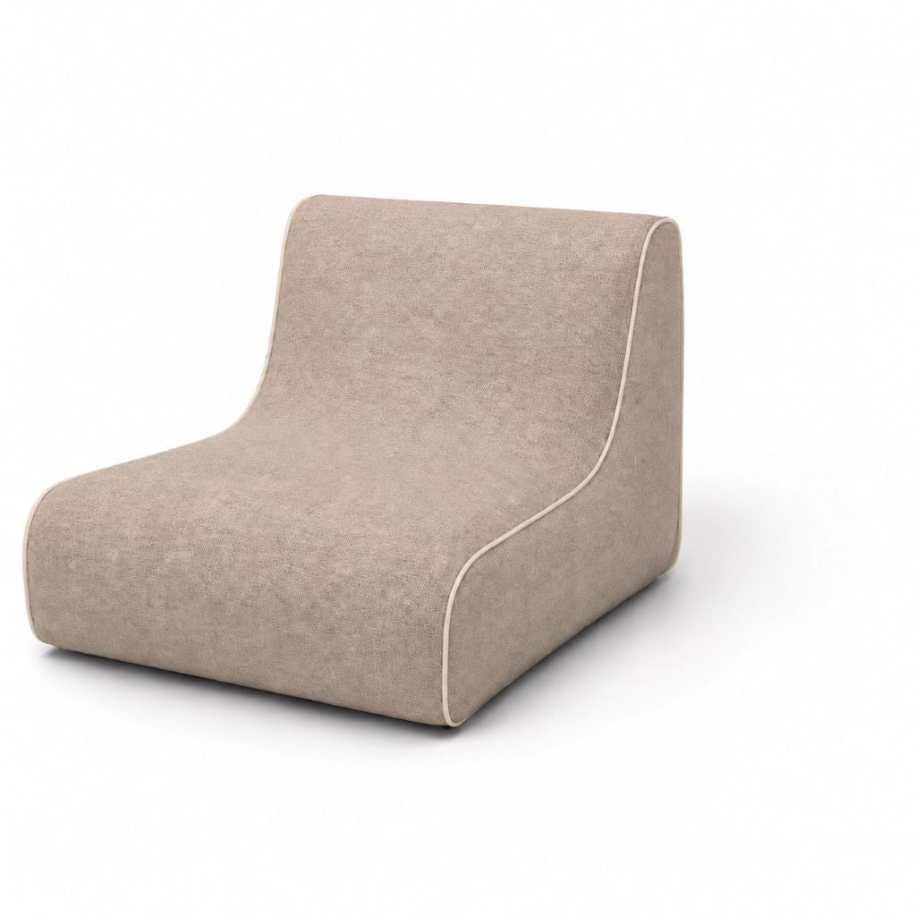 Inflatable lounge chair used as extra seating in a sunny garden