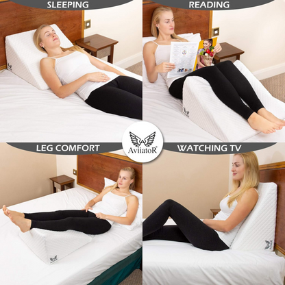 XLarge Acid Reflux Flex Foam Support BedWedge Pillow Quilted Removable Zip Cover