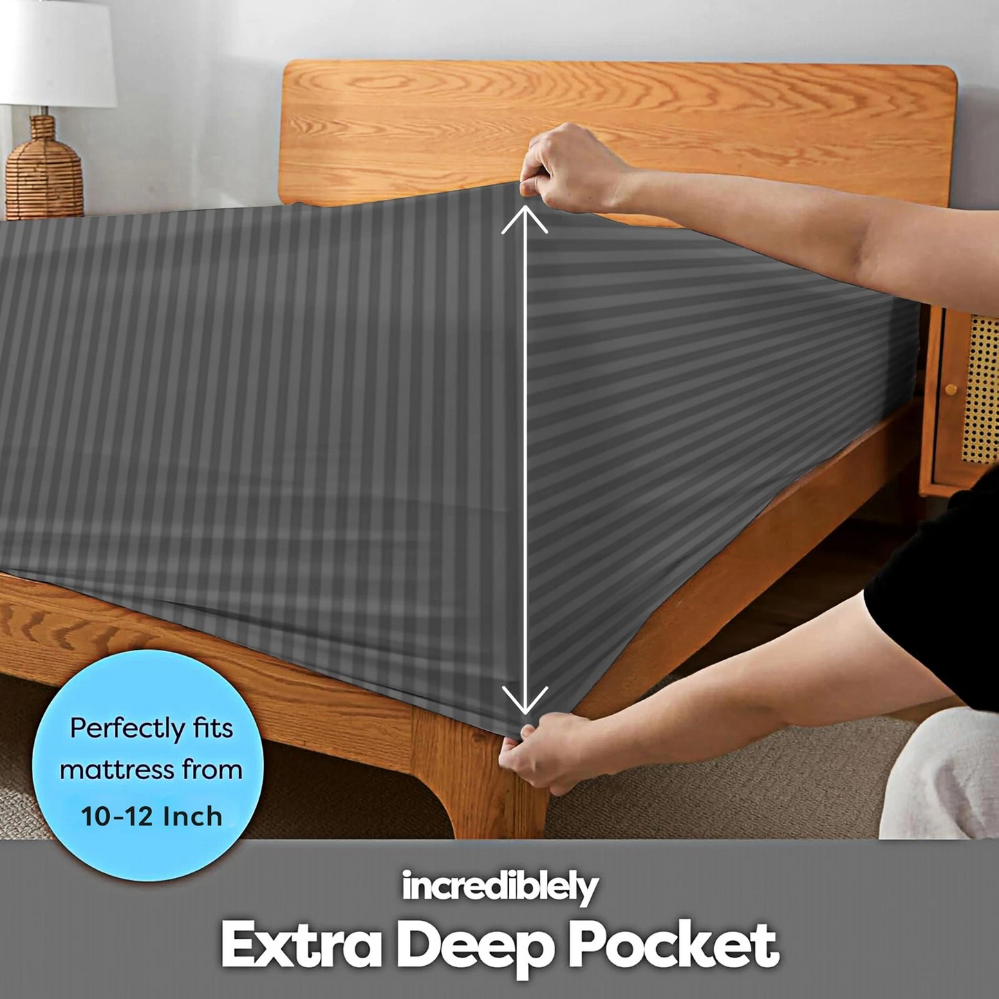 100% Egyptian Pcotton Fitted Sheet 30Cm Extra Deep 300tc Bedsheets Single Double