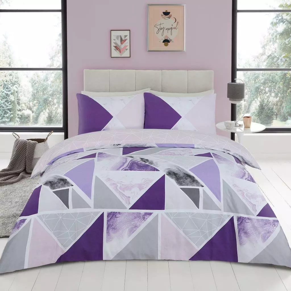 Mila Triangles Pattern Duvet Set Quilt Cover Sets All Seasons Soft Bedding Sets