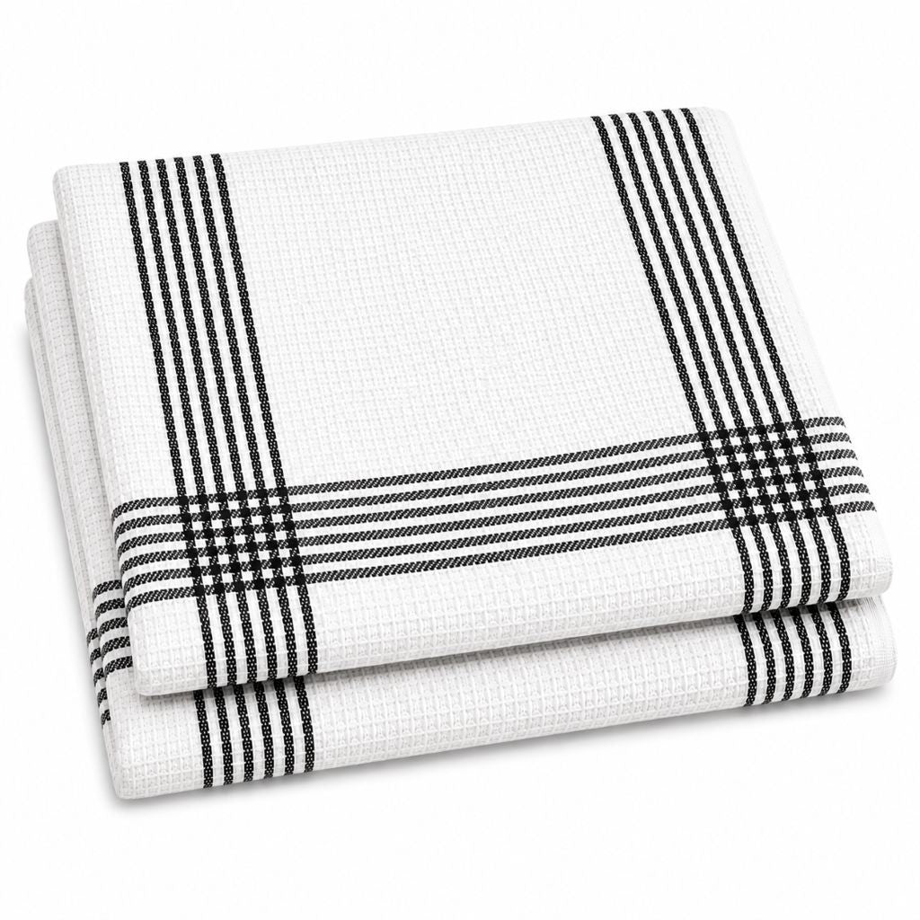 8 PCS 100% COTTON  WAFFLE  TEA TOWELS KITCHEN TOWEL CHECK DESIGN HIGH ABSORBER