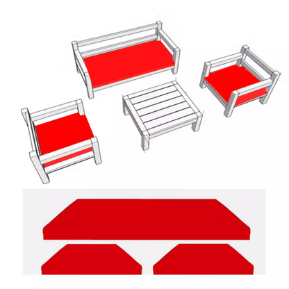 Rattan Chair Cushion Set Garden Sofa Seat Pad 3pc Replacement Set Outdoor Garden