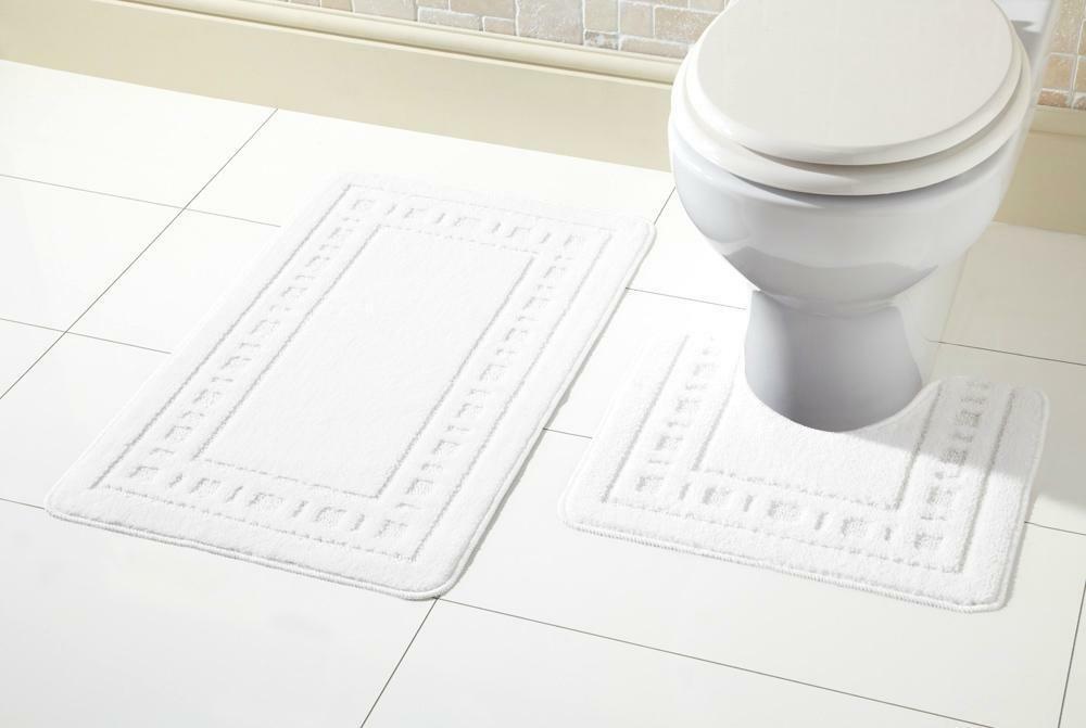 2 Piece Bath Mat & Pedestal Set Non Slip Bathroom Set Miami Bathmats Easy Care