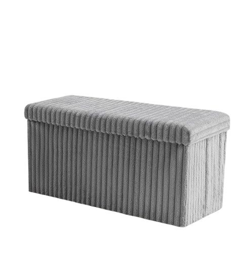 Ribbed Storage Box Large Capacity Ottoman Multi-Purpose Seat Foot Stool Toys Box