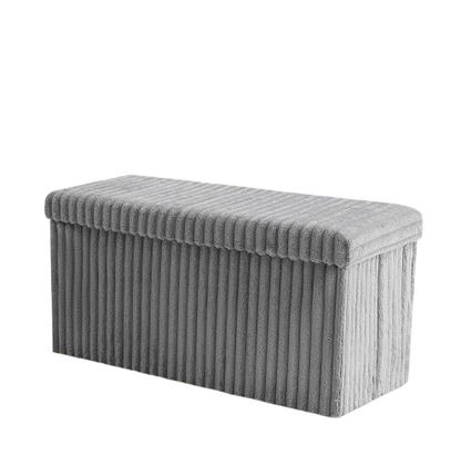 Ribbed Storage Box Large Capacity Ottoman Multi-Purpose Seat Foot Stool Toys Box