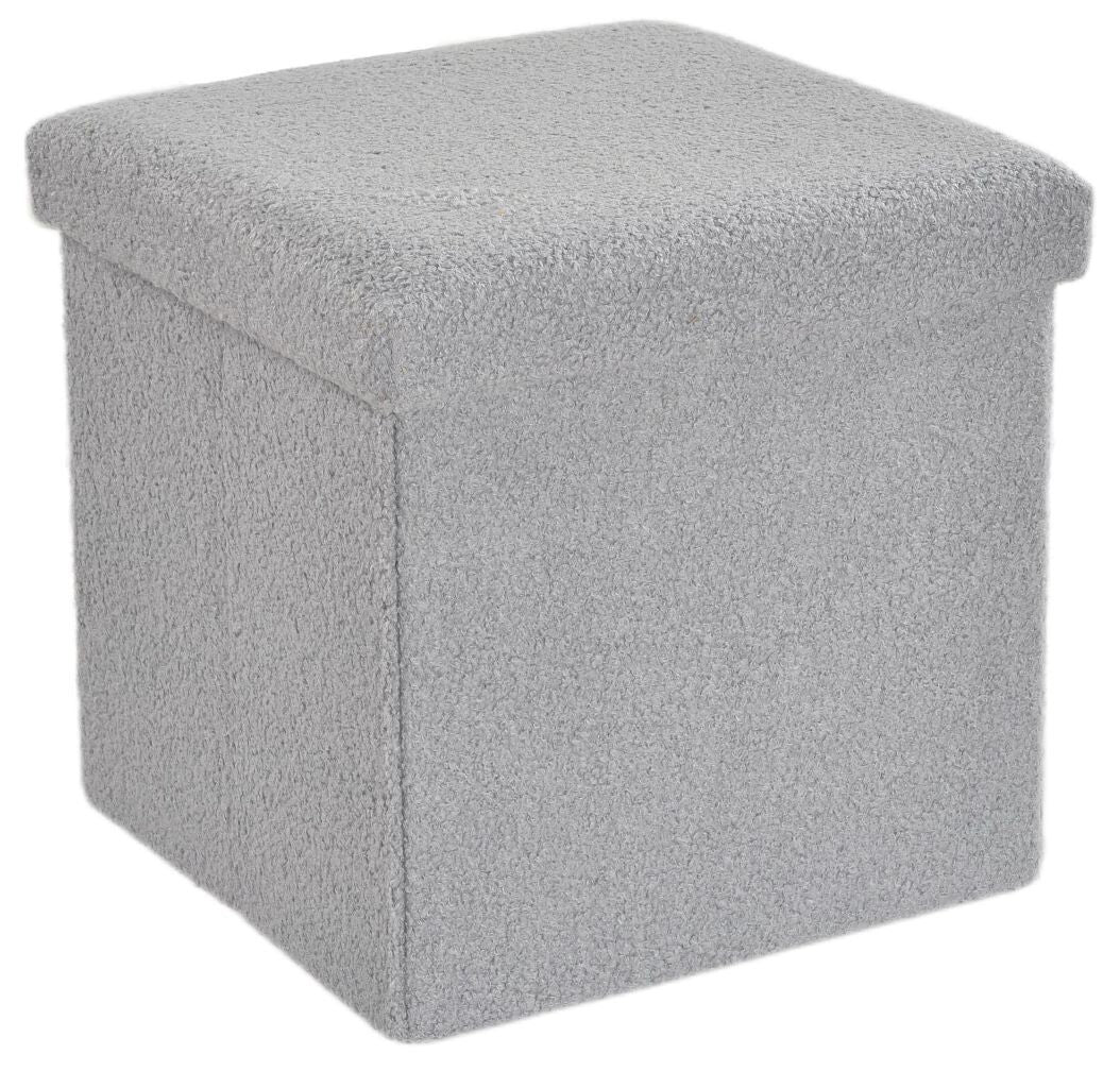 Ottoman Folding Boucle Storage Box Teddy Bear Collapsible Toy Chest Small Large