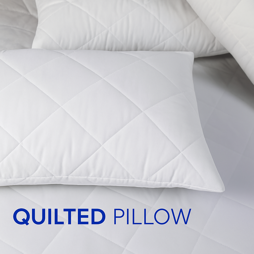 QUILTED PILLOW PROTECTORS PAIR ZIPPED PILLOWS COVERS PACK OF 2 and 4 PILLOWCASE