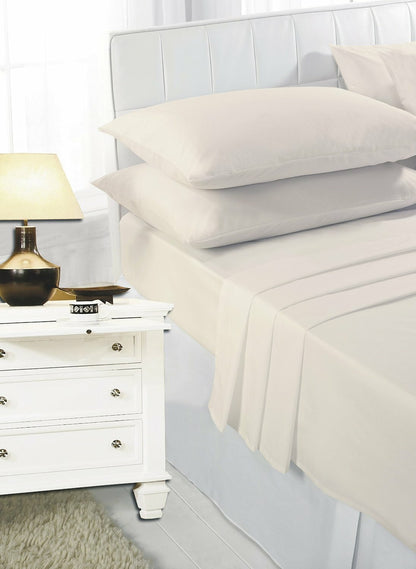 Easy Care Plain Dyed Fitted Bed Sheets 4 Ft Bunk Single Double King Super King
