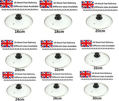Universal Glass Lid Replacement Vented Frying Pan Saucepan Wok Pot Heat Cover
