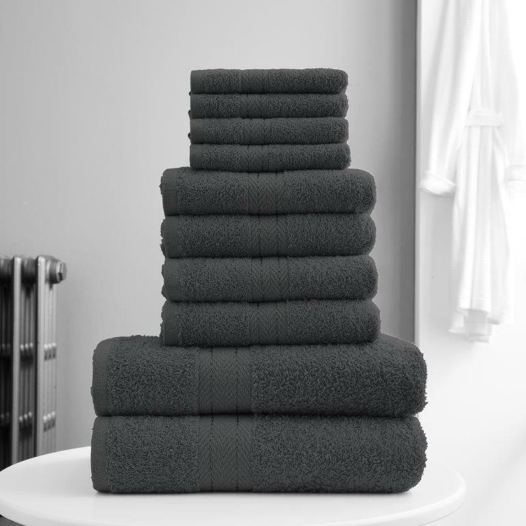 10pcs Towel Bale Set 100% Egyptian Combed Soft Cotton Face, Hand, Bath Towels