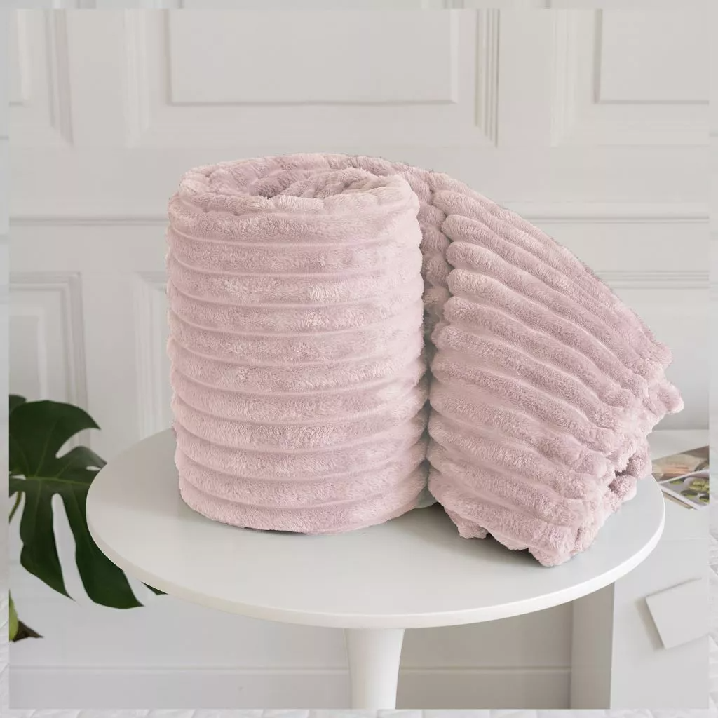 Ribbed Throws Fleece Blanket Chunky Cord Faux Fur Large Size Sofa Bed Corded