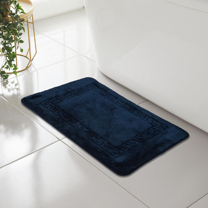GREEK KEY STYLE BATH MAT PEDESTAL SET NON SLIP TOILET BATHROOM RUGS 1 PIECE