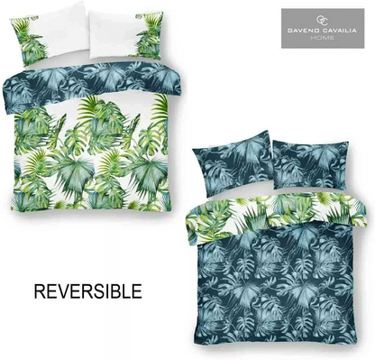 Tropical Leaf Duvet Cover With Pillowcases Reversible Palm Bedding Set All Sizes