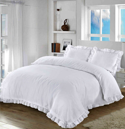 Santiago Frilled Duvet Cover & Pillowcases Plain Soft Quilt Bedding Sets