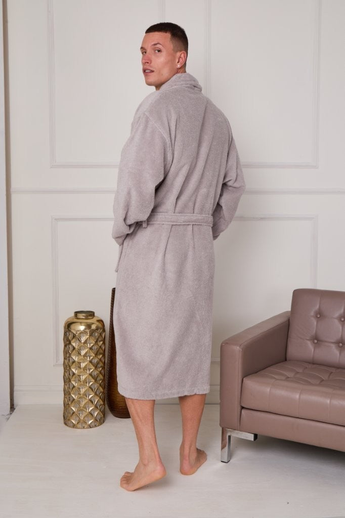 Unisex Terry Towelling 100% Cotton Shawl Collar Bathrobes Dressing Gown Robes