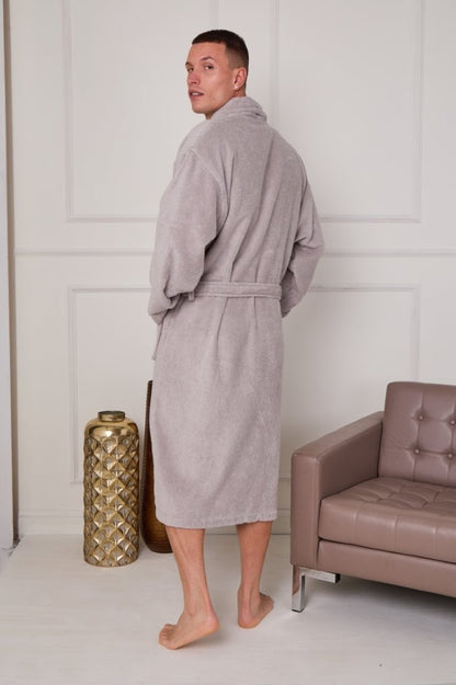 Unisex Terry Towelling 100% Cotton Shawl Collar Bathrobes Dressing Gown Robes