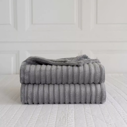 Ribbed Throws Fleece Blanket Chunky Cord Faux Fur Large Size Sofa Bed Corded