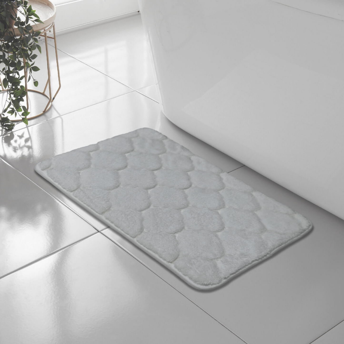 SHELL GREEK STYLE BATH MAT PEDESTAL SET NON SLIP TOILET BATHROOM RUGS 1 PIECE