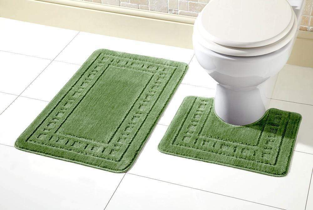 2 Piece Bath Mat & Pedestal Set Non Slip Bathroom Set Miami Bathmats Easy Care