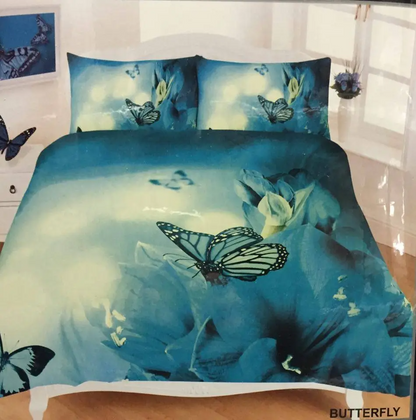 3D Butterfly Print Duvet Quilt Cover Set Single Double King Bed Size Bedding