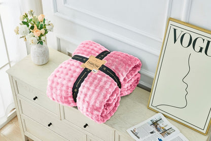 Bubble Jacquard Warm Cosy Teddy Sherpa Fleece Sofa Bed Throw Super Soft Blanket