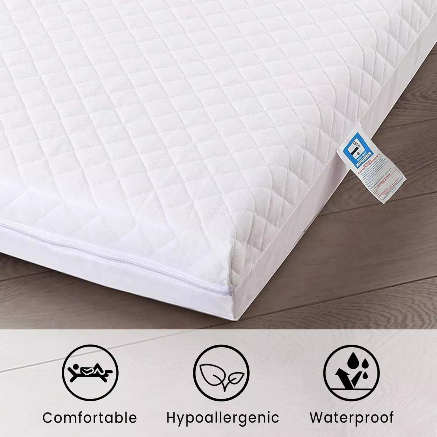 Cot Bed Mattress Breathable Toddler Crib Mattress Quilted Foam Water Resistance