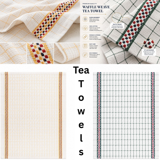 PACK OF 8 TEA TOWELS HAWAI 100% COTTON KITCHEN LUXURY TOWEL CHECK DESIGN