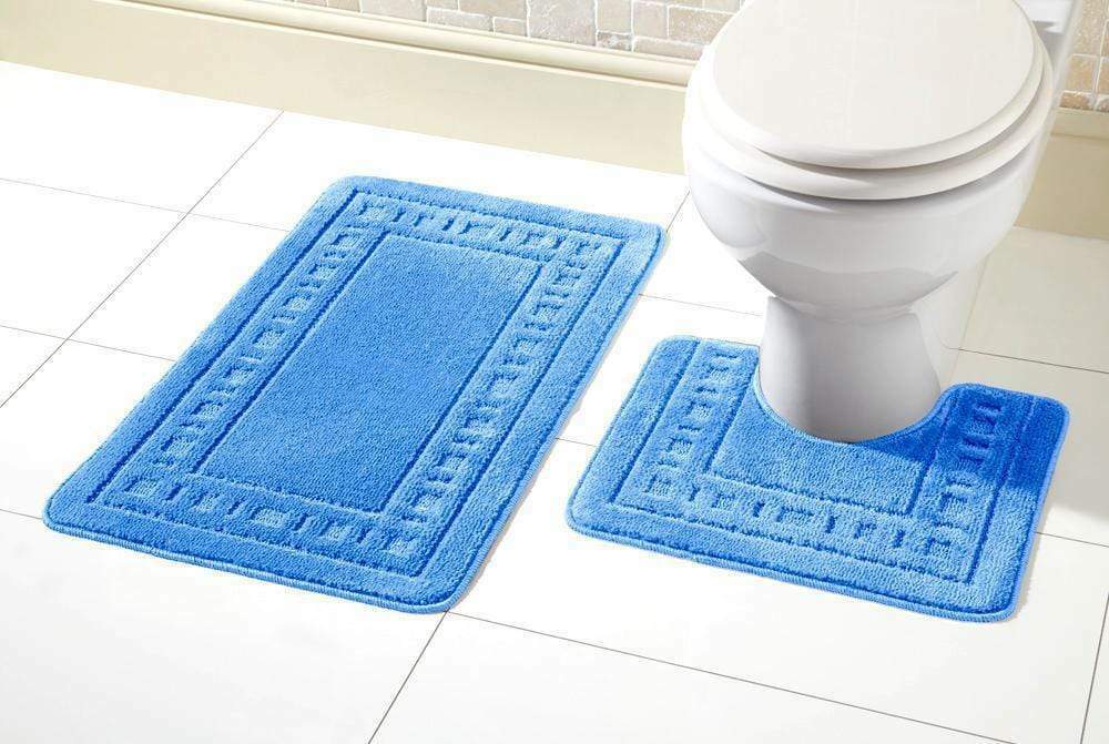 2 Piece Bath Mat & Pedestal Set Non Slip Bathroom Set Miami Bathmats Easy Care
