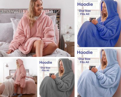 Teddy Fleece Hoodie Blanket Oversized Women Winter Warm Hooded Jumper Sweatshirt