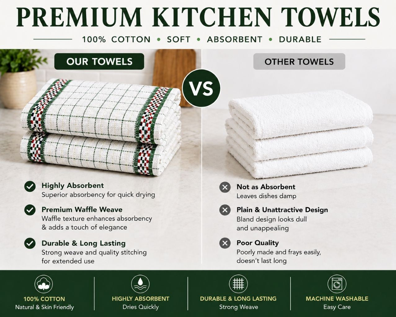 PACK OF 8 TEA TOWELS HAWAI 100% COTTON KITCHEN LUXURY TOWEL CHECK DESIGN