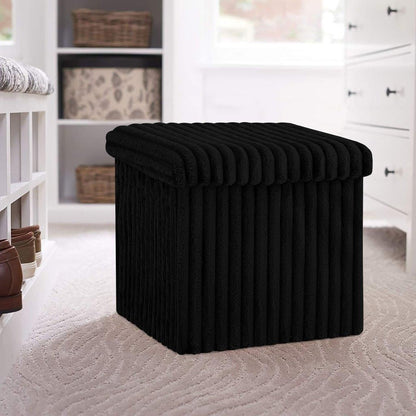 Ribbed Storage Box Large Capacity Ottoman Multi-Purpose Seat Foot Stool Toys Box